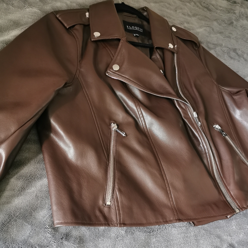 Brown leather jacket